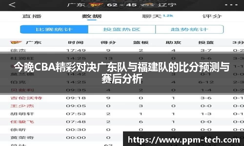 今晚CBA精彩对决广东队与福建队的比分预测与赛后分析